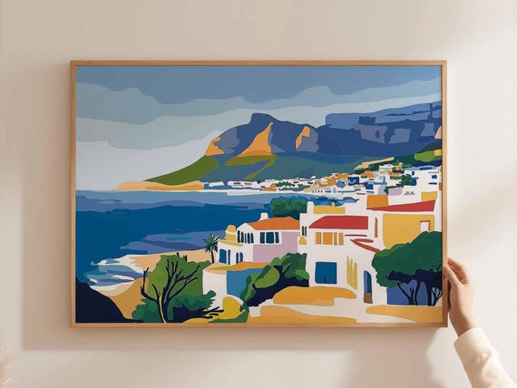 Cape Town Poster South Africa Travel Print African Wall Art Table Mountain Decor Safari Home