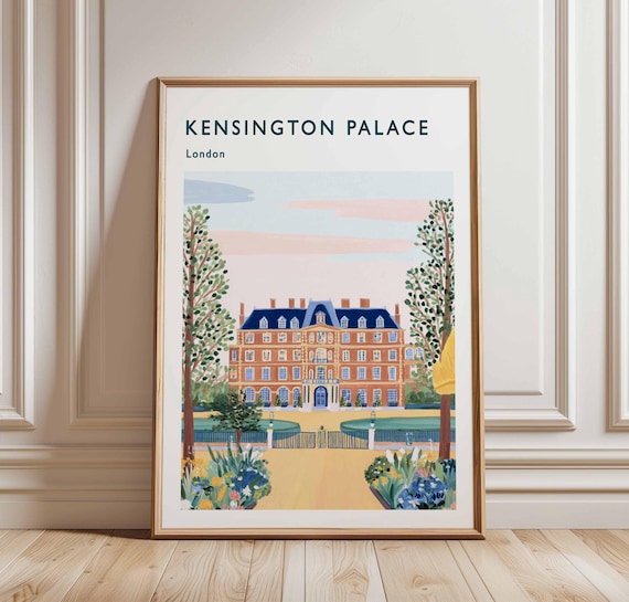 Kensington Palace London Flower Garden Facade Sunny Travel Art Poster