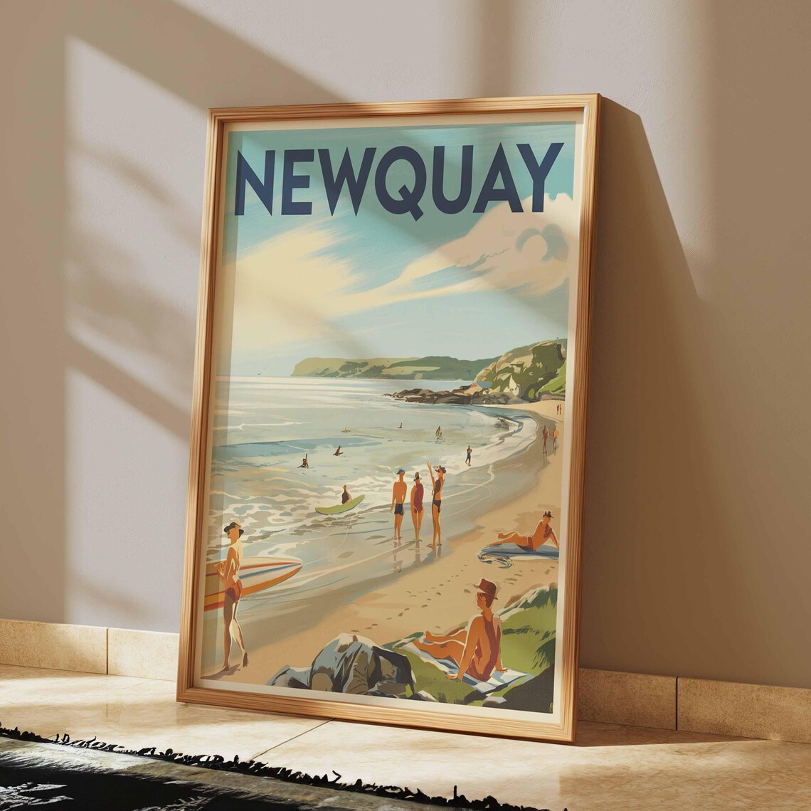 Newquay England Cornwall Surf Beach Scene Vintage Retro Travel Poster - Image 2