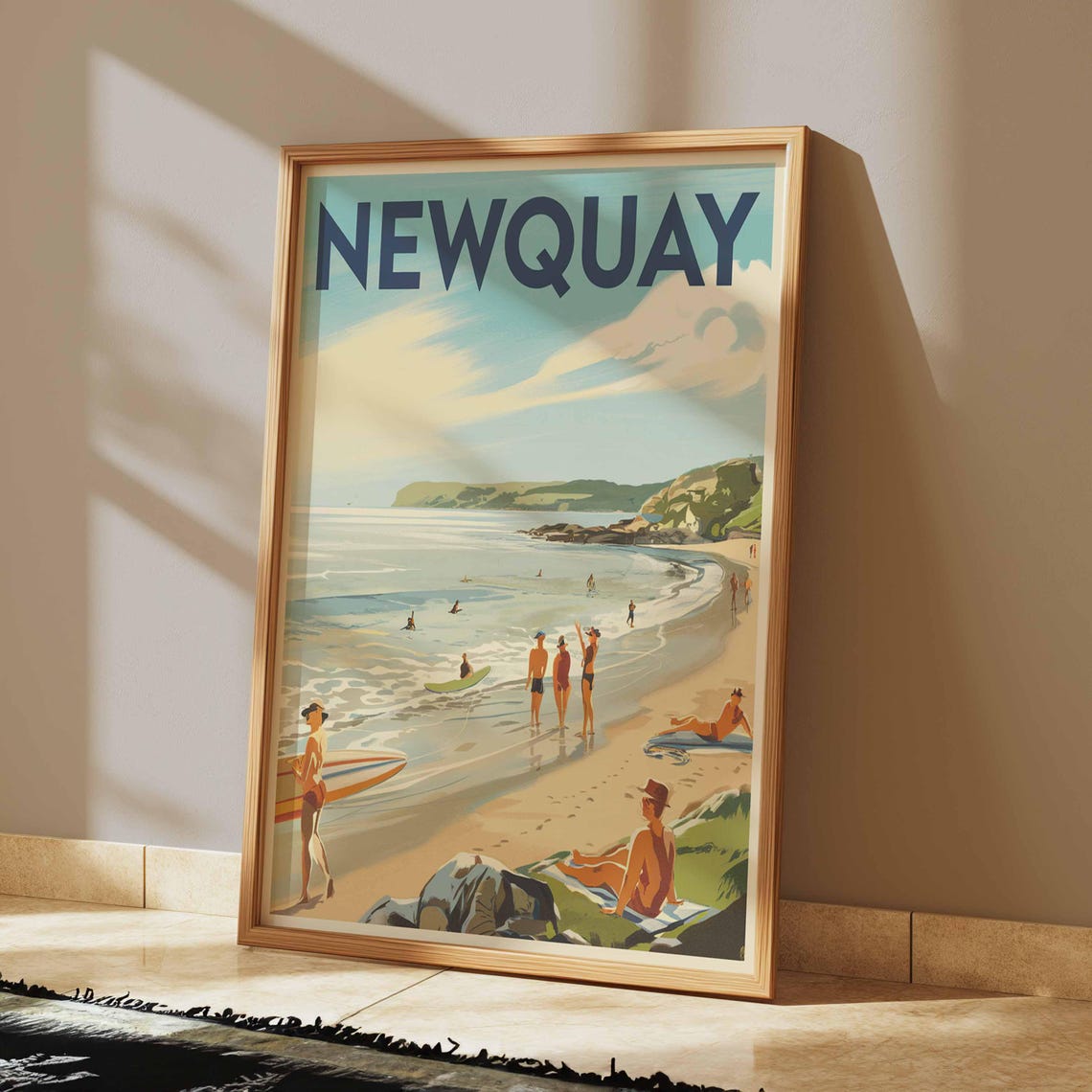 Newquay Print Coastal Travel Poster Cornwall Travel Print Coastal Wall Art Seaside Art Coastal Gift Uk Coast Art Uk Travel Poster - Image 2