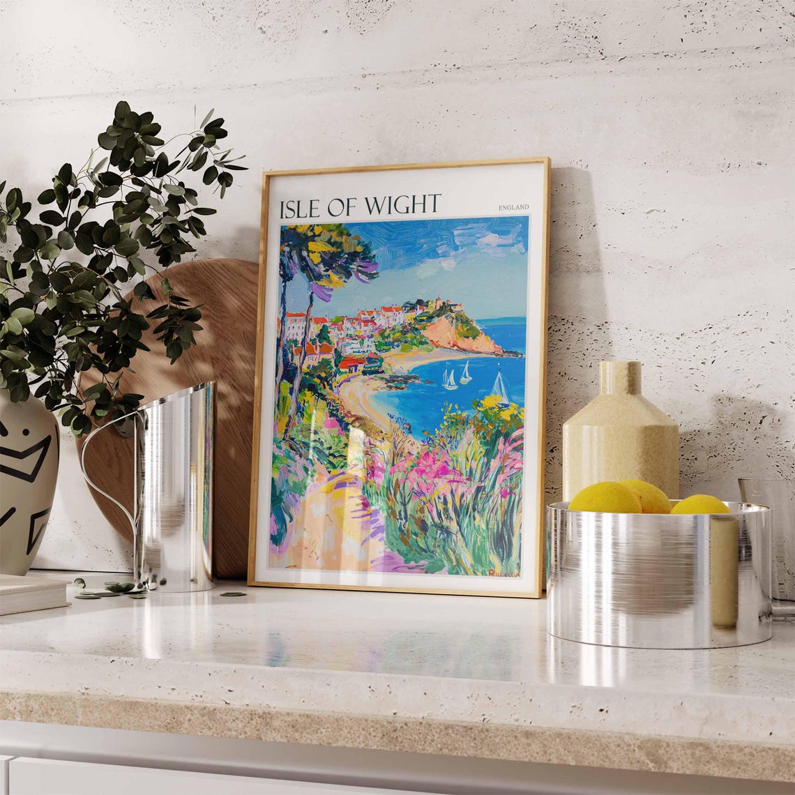 Isle of Wight England Bay View Through Trees Wildflowers Poster - Image 2