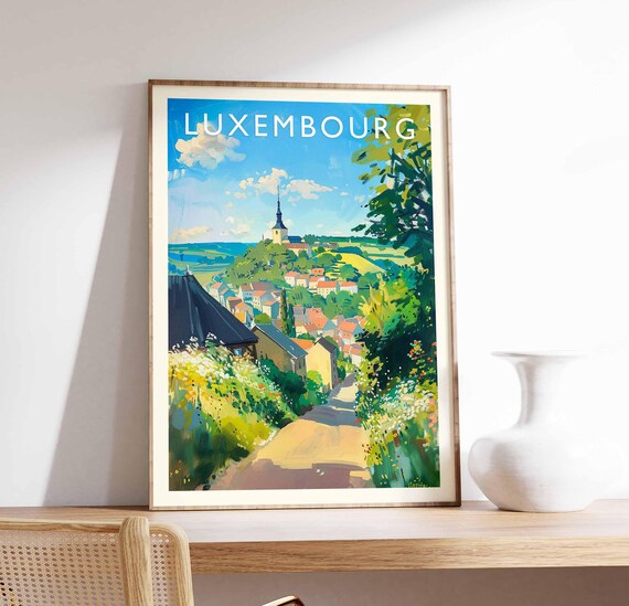 Luxembourg Sunny Village Lane Church Rolling Hills Europe Poster