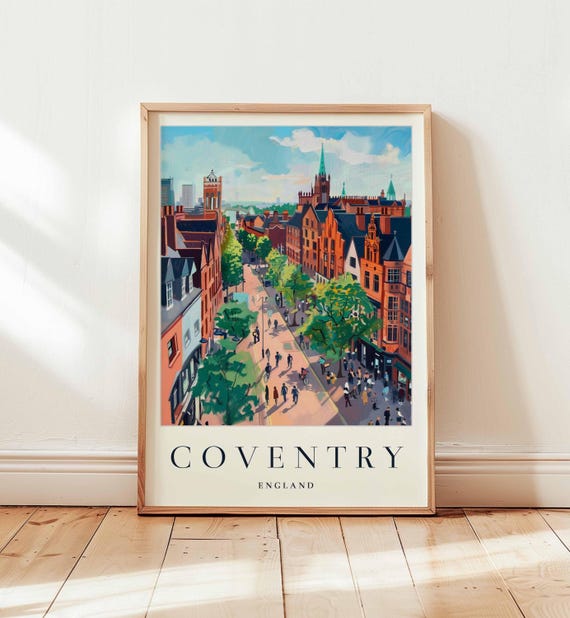 Coventry England Print Cathedral Cityscape Wall Art
