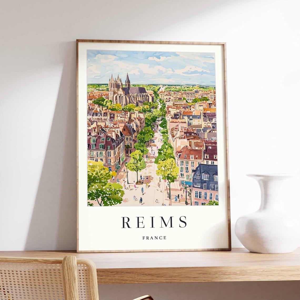 Reims Poster France Travel Print French Decor Europe European Wall Art City Gift