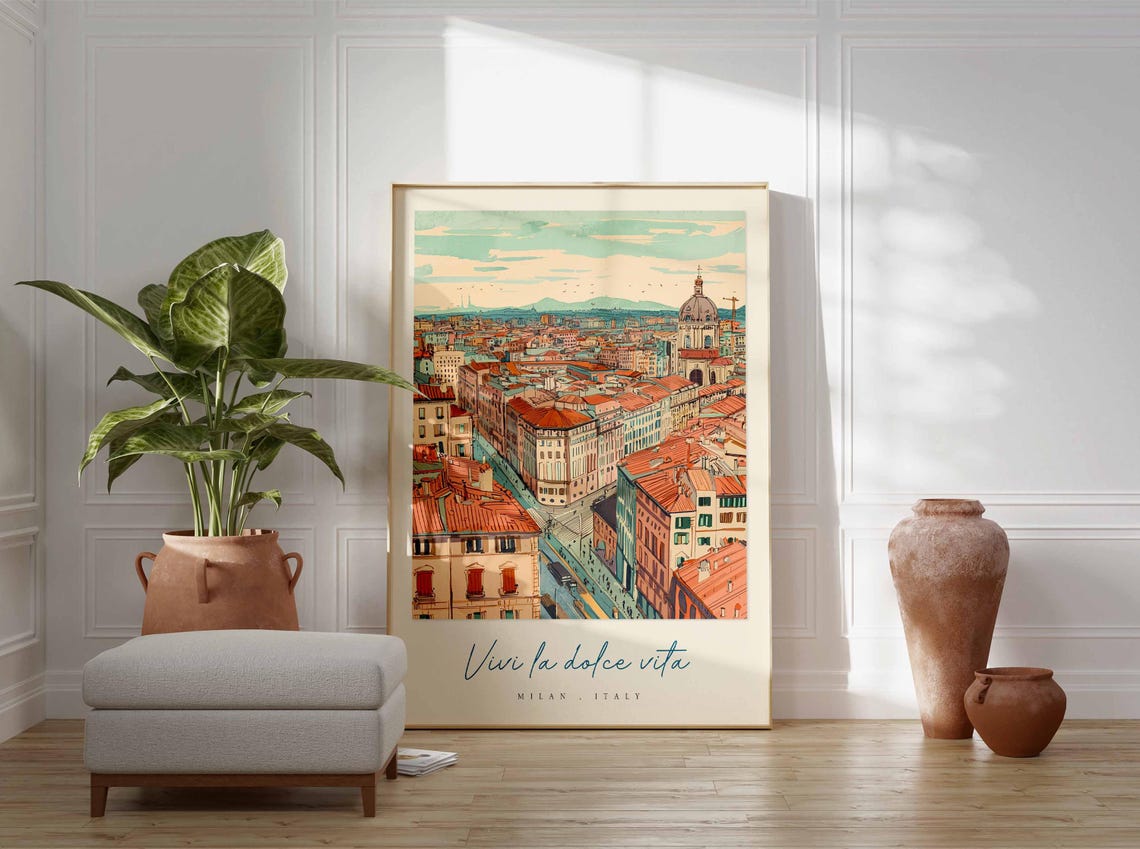 Milan Poster Italian Travel Print Milan Travel Art Milan Wall Art Italy Art Italy Travel Decor Italian Travel Gift - Image 3