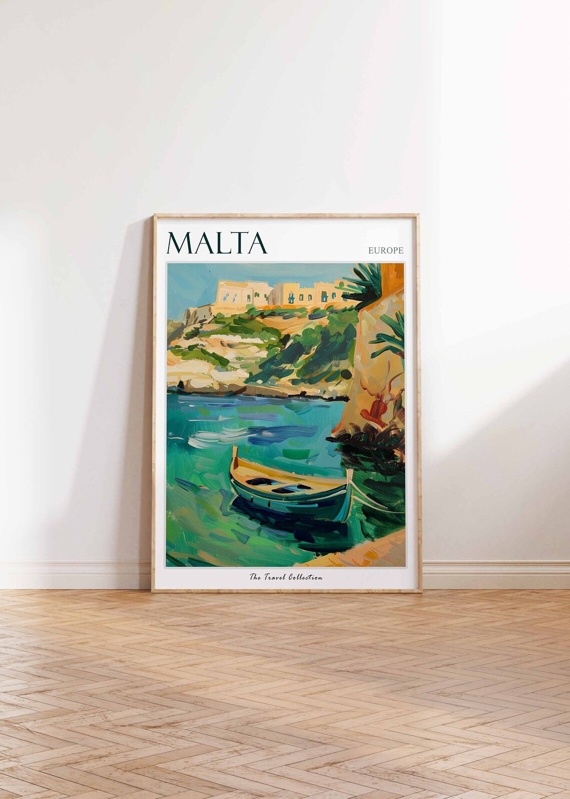 Malta Europe Turquoise Cove Fishing Boat Cliff Travel Poster - Image 2