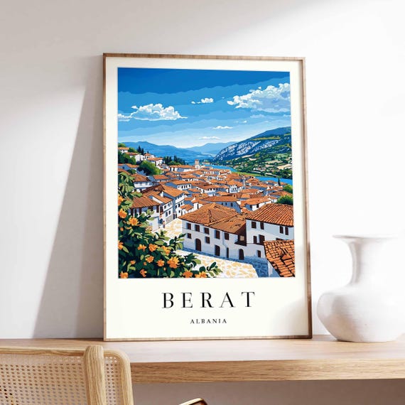 Berat Albania Travel Poster Ottoman Architecture Art Print