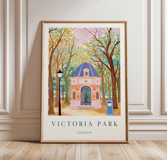 Victoria Park London Travel Poster British Nature Art