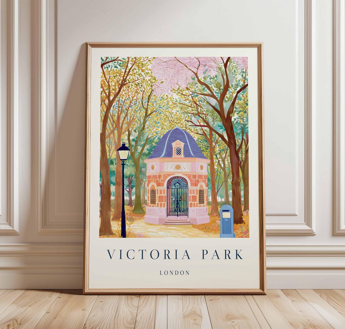 Victoria Park London Travel Poster British Nature Art