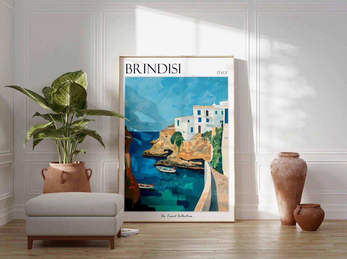 Brindisi Poster Italian Travel Print Brindisi Travel Art Brindisi Wall Art Italian Travel Brindisi Home Decor Brindisi Travel Gift - Image 2
