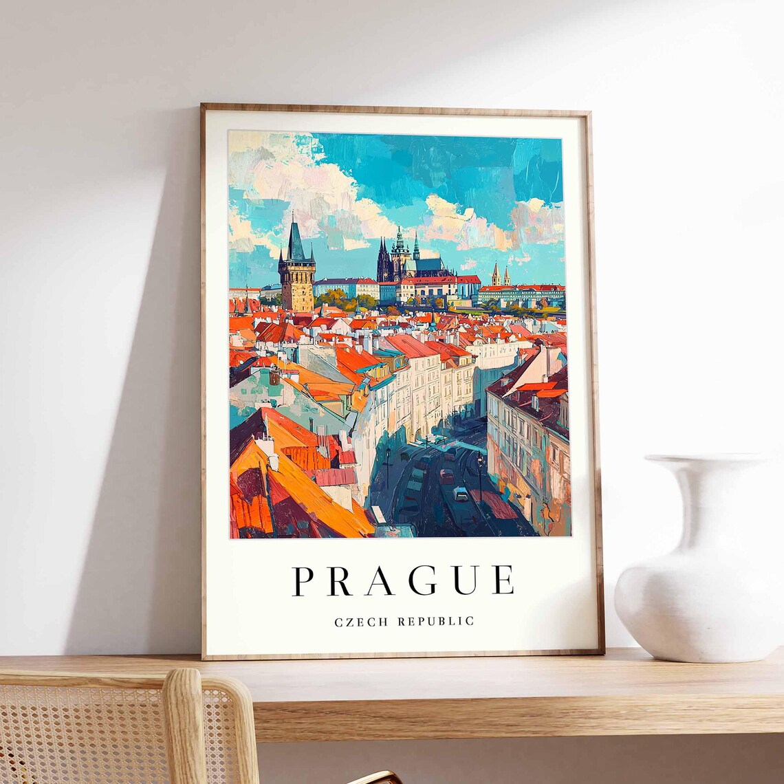 Prague Grand Old Town Street Prague Castle Wide Street View Poster