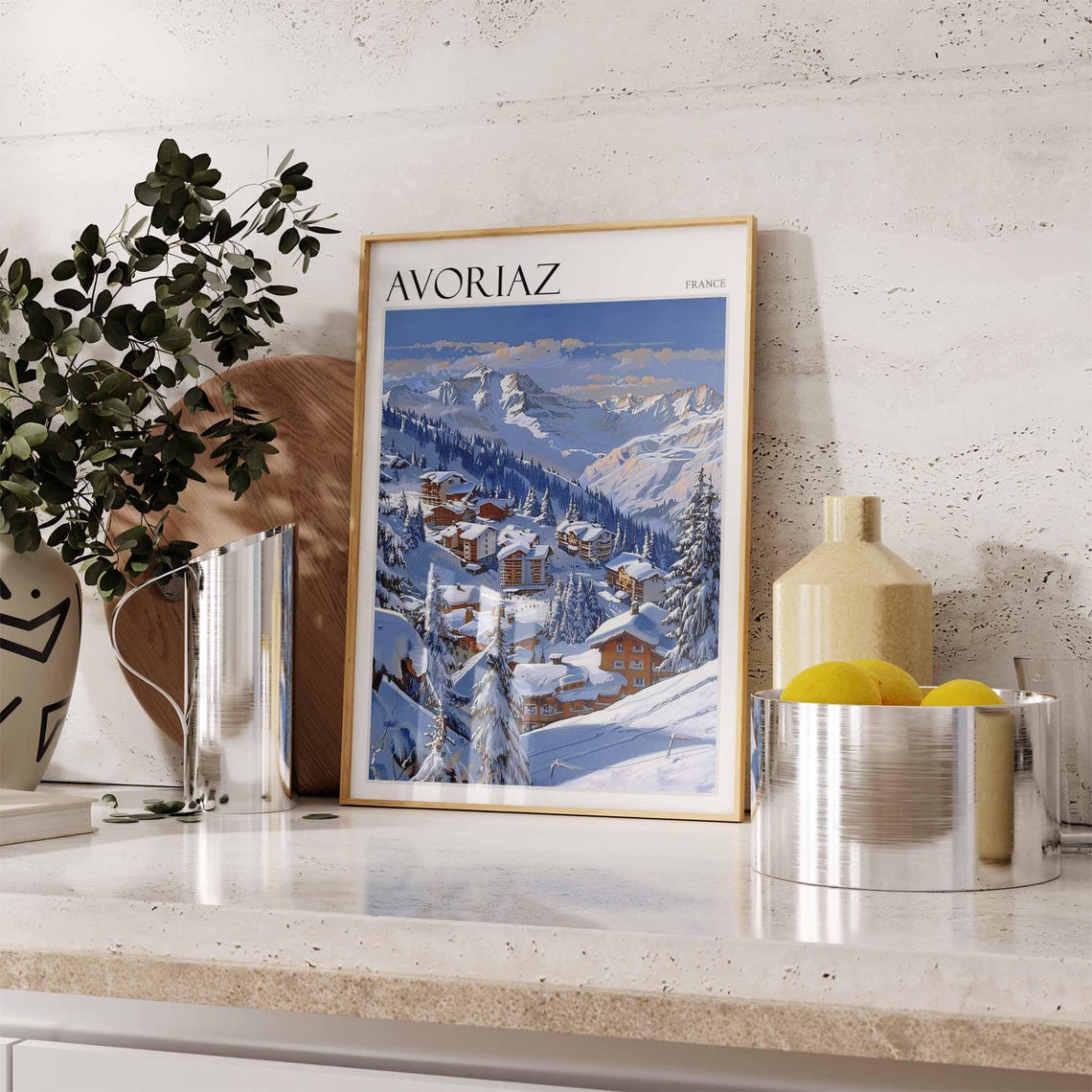 Skiing Travel Poster Skiing Art Avoriaz Poster Avoriaz Print French Alps Decor Winter Print Avoriaz Travel Print Avoriaz Ski Poster - Image 2