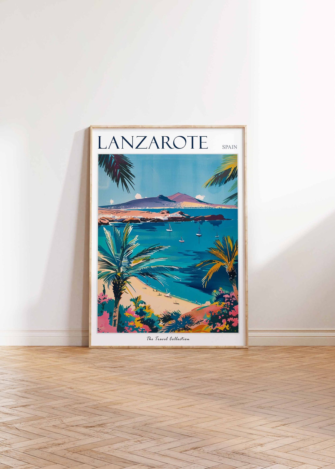Lanzarote Spain Tropical Beach Palm Trees Turquoise Bay Poster - Image 2
