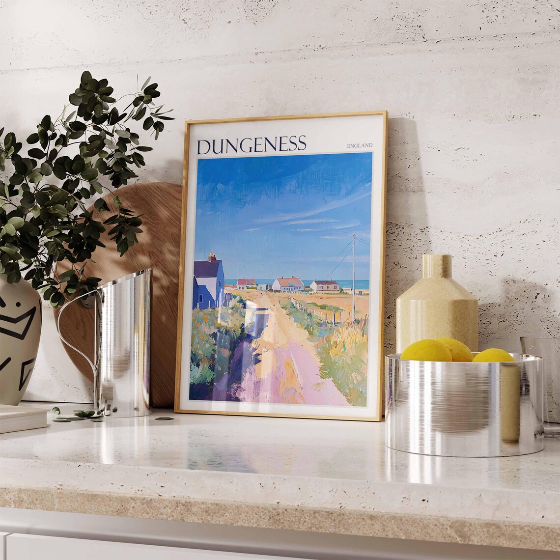 Dungeness England Impressionist Seaside Cottage Road Scene Poster - Image 2