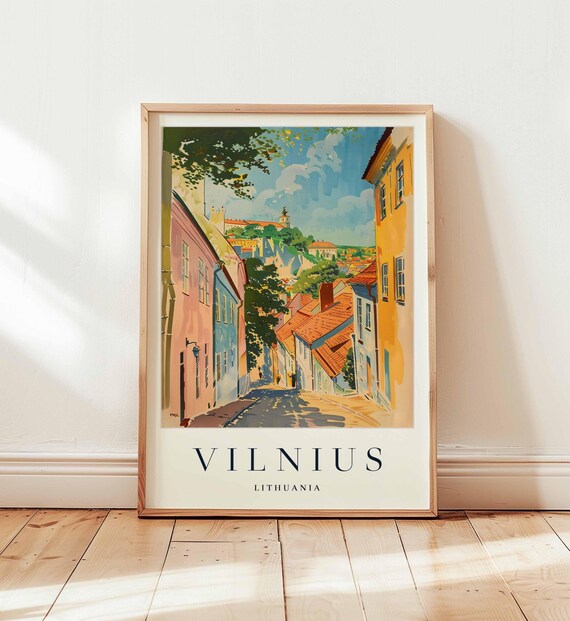 Vilnius Lithuania Historic Street Castle Hill Travel Art Poster