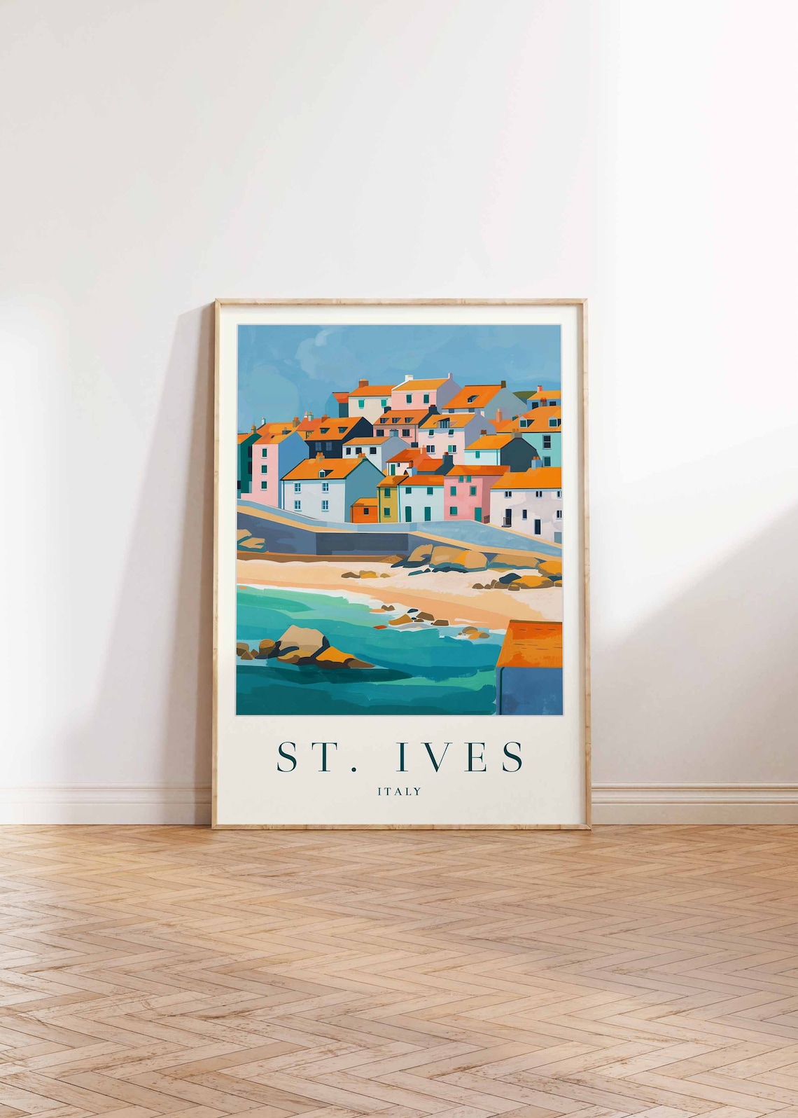 St Ives Italy Colorful Fishing Village Harbour Coastal Travel Poster - Image 2