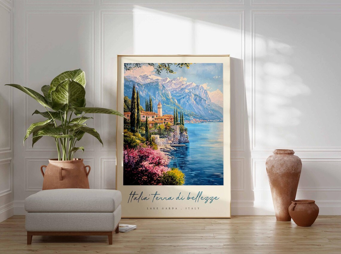 Lake Garda Italian Travel Poster, Italy Travel Decor - Image 3