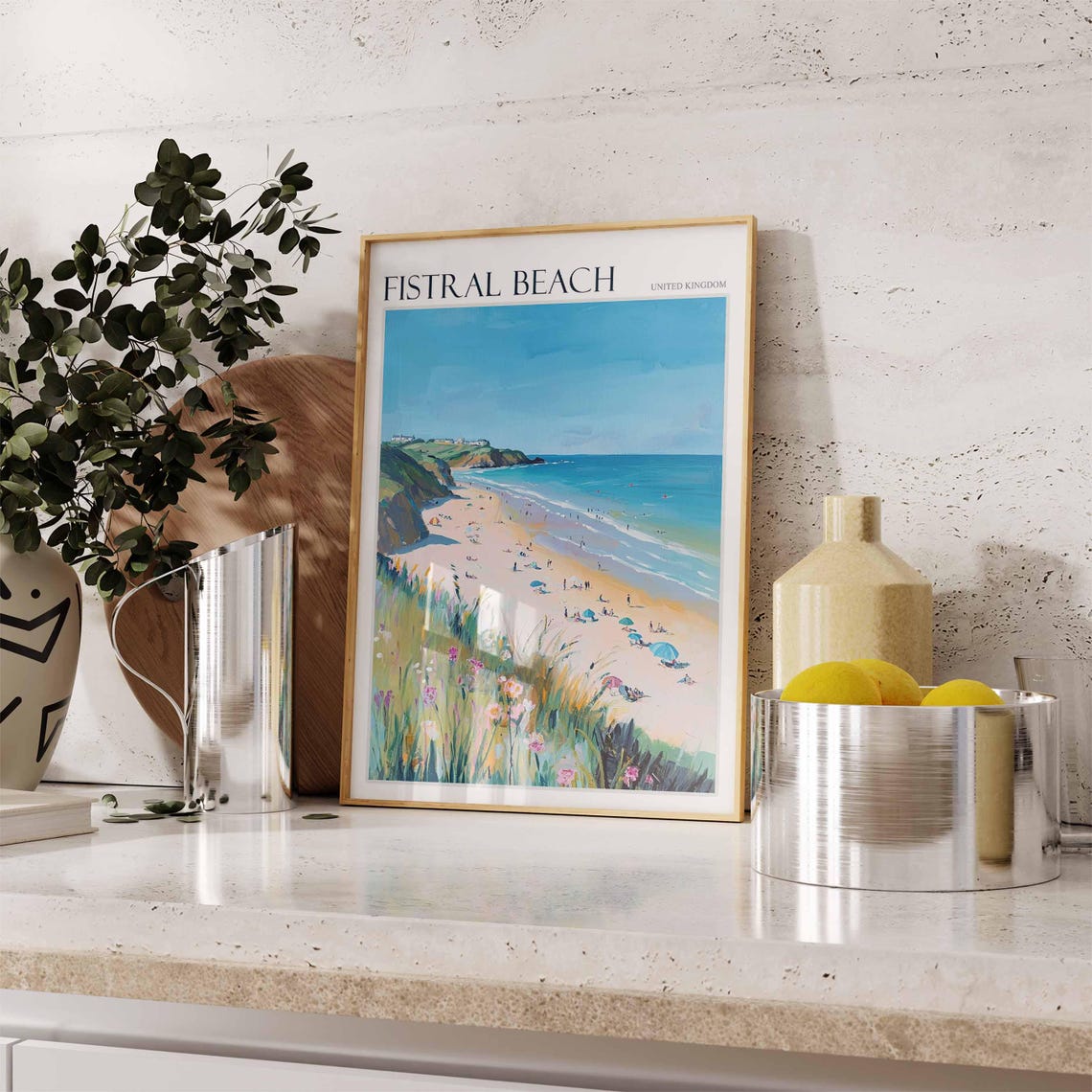 Fistral Beach United Kingdom Wildflower Dunes Ocean View Poster - Image 2