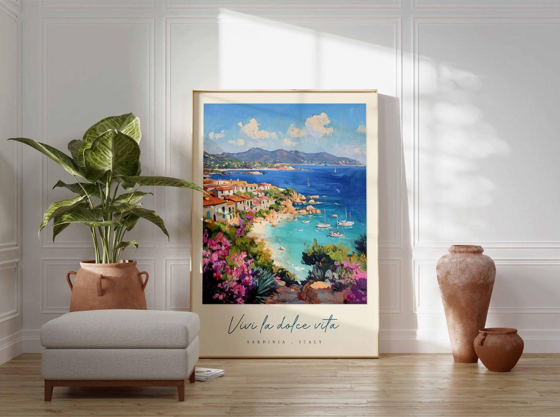 Sardinia Poster Italian Travel Print Sardinia Travel Art Sardinia Wall Art Italy Art Italy Travel Decor Italian Travel Gift - Image 3