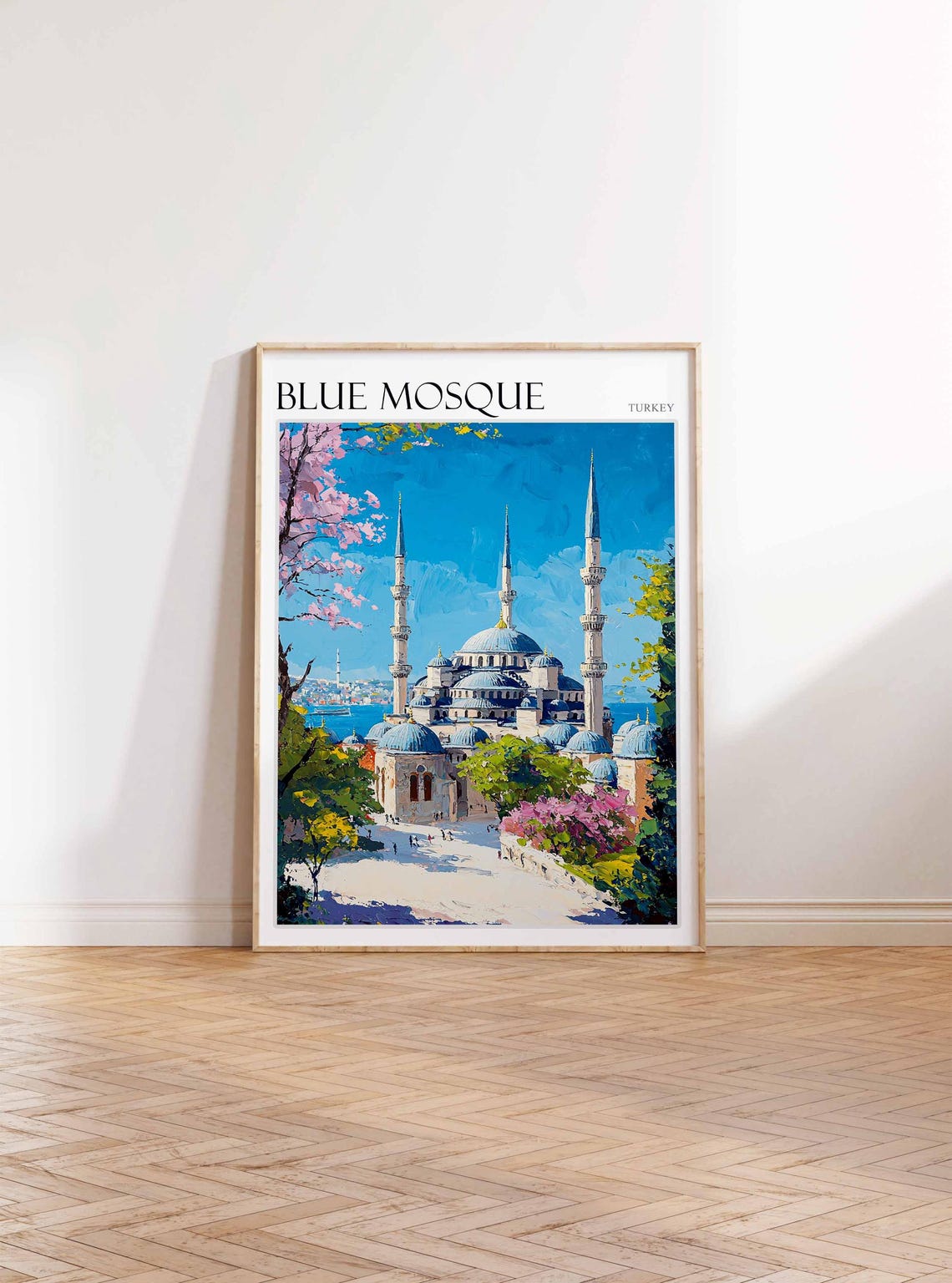 Blue Mosque Istanbul Cherry Blossom Spring Framed Painting Poster - Image 3