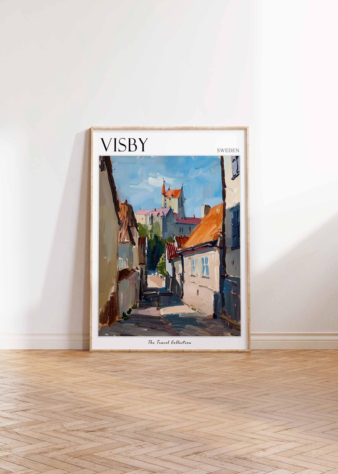 Visby Sweden Old Town Street Historic Houses Travel Art Poster - Image 2