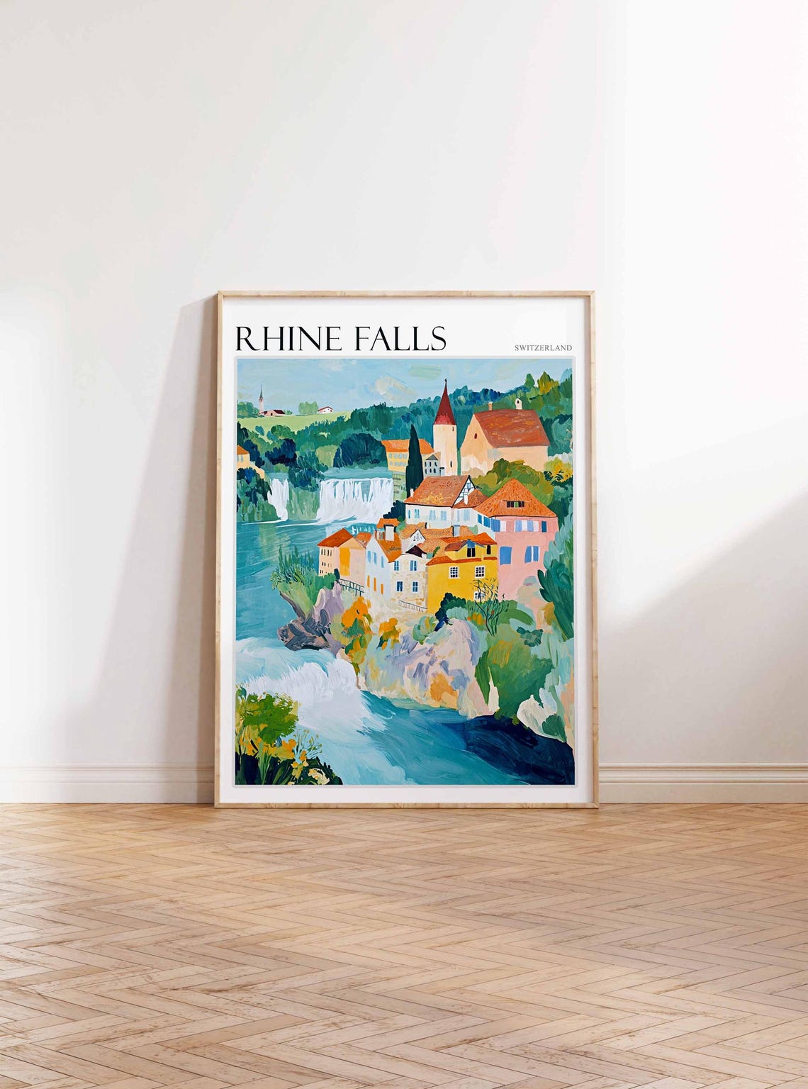 Rhine Falls Poster Rhine Falls Travel Print Swiss Decor Europe Travel Poster European Wall Art Switzerland Wall Art Botanical Decor - Image 2