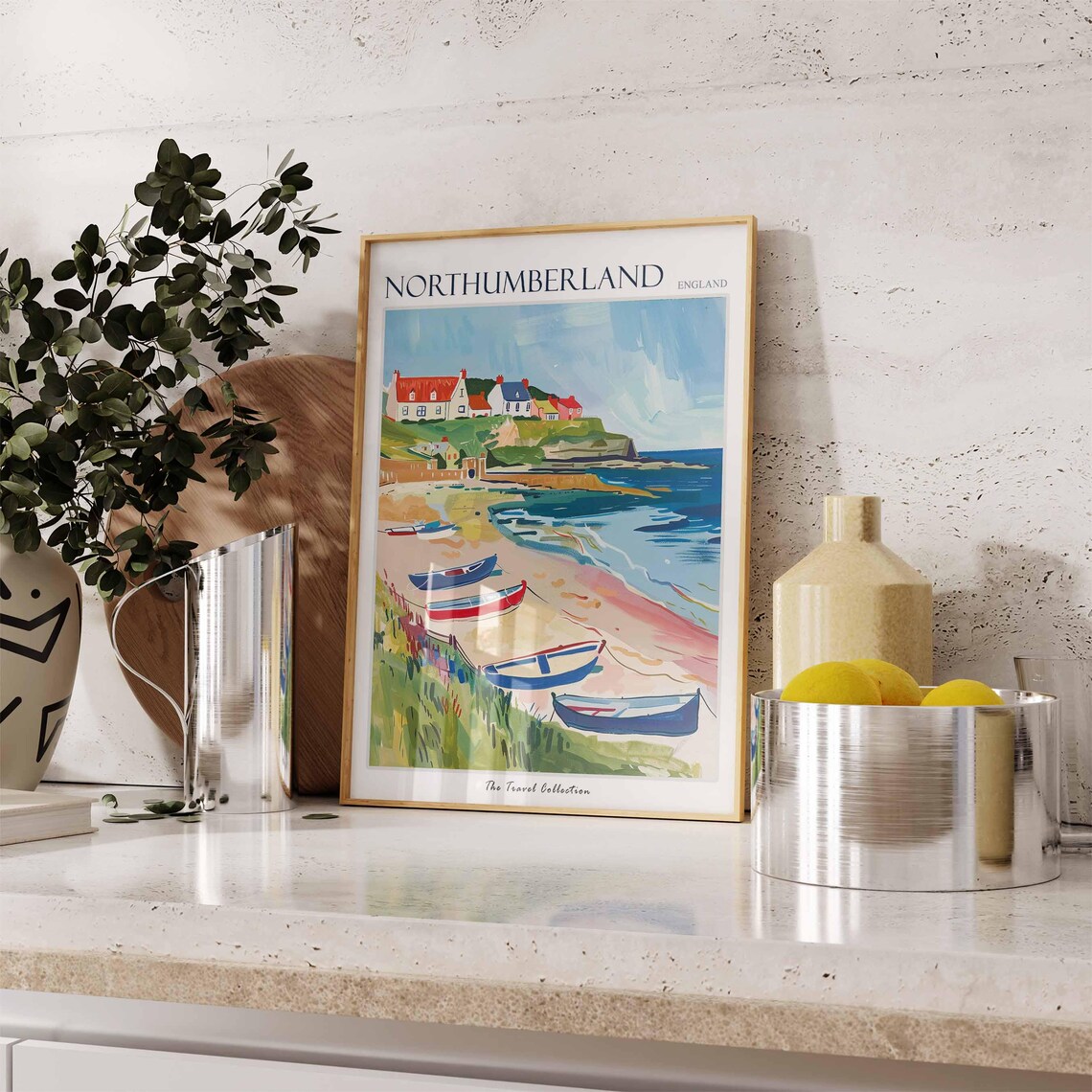 Northumberland England Fishing Boats Beach Coast Cottages Poster - Image 3