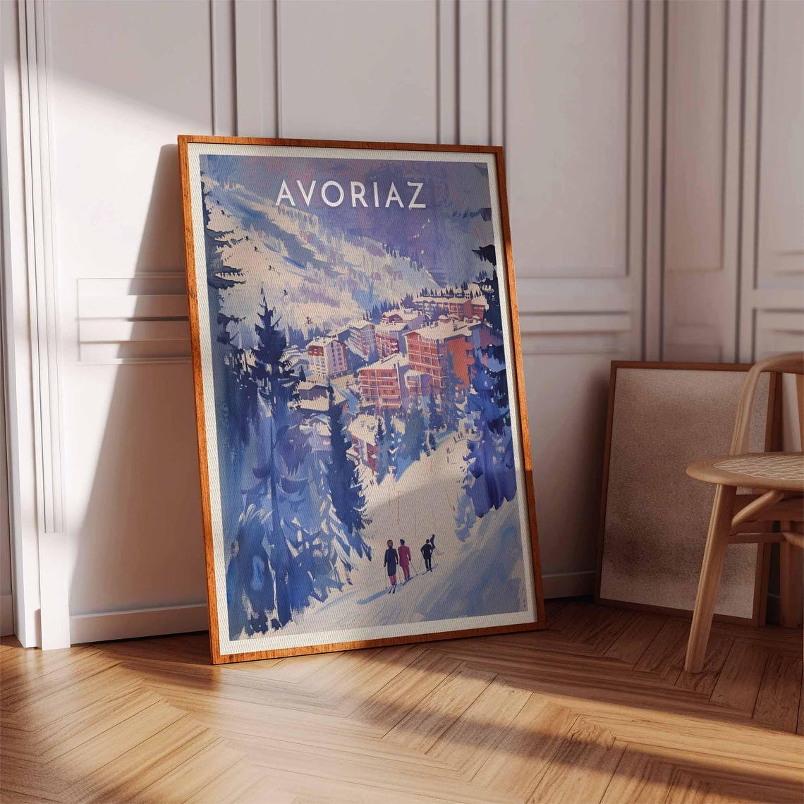 Avoriaz French Alps Purple Evening Village Pines Winter Ski Poster - Image 2
