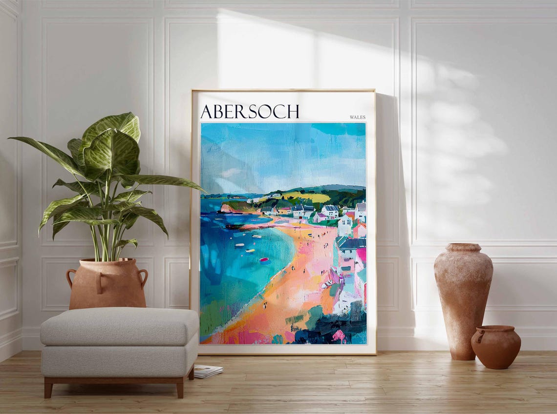 Abersoch Poster Wales Travel Poster Coastal Wall Art Uk Travel Poster Welsh Decor North Wales Poster Welsh Coast Poster Abersoch Art - Image 3