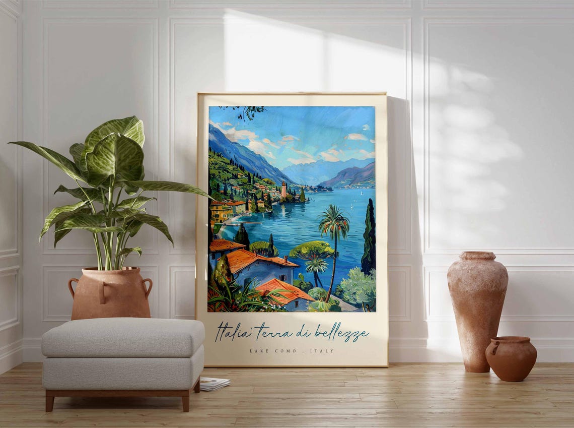 Lake Como Poster Italian Travel Print Lake Como Travel Art Lake Como Wall Art Italy Art Italy Travel Decor Italian Travel Gift - Image 3