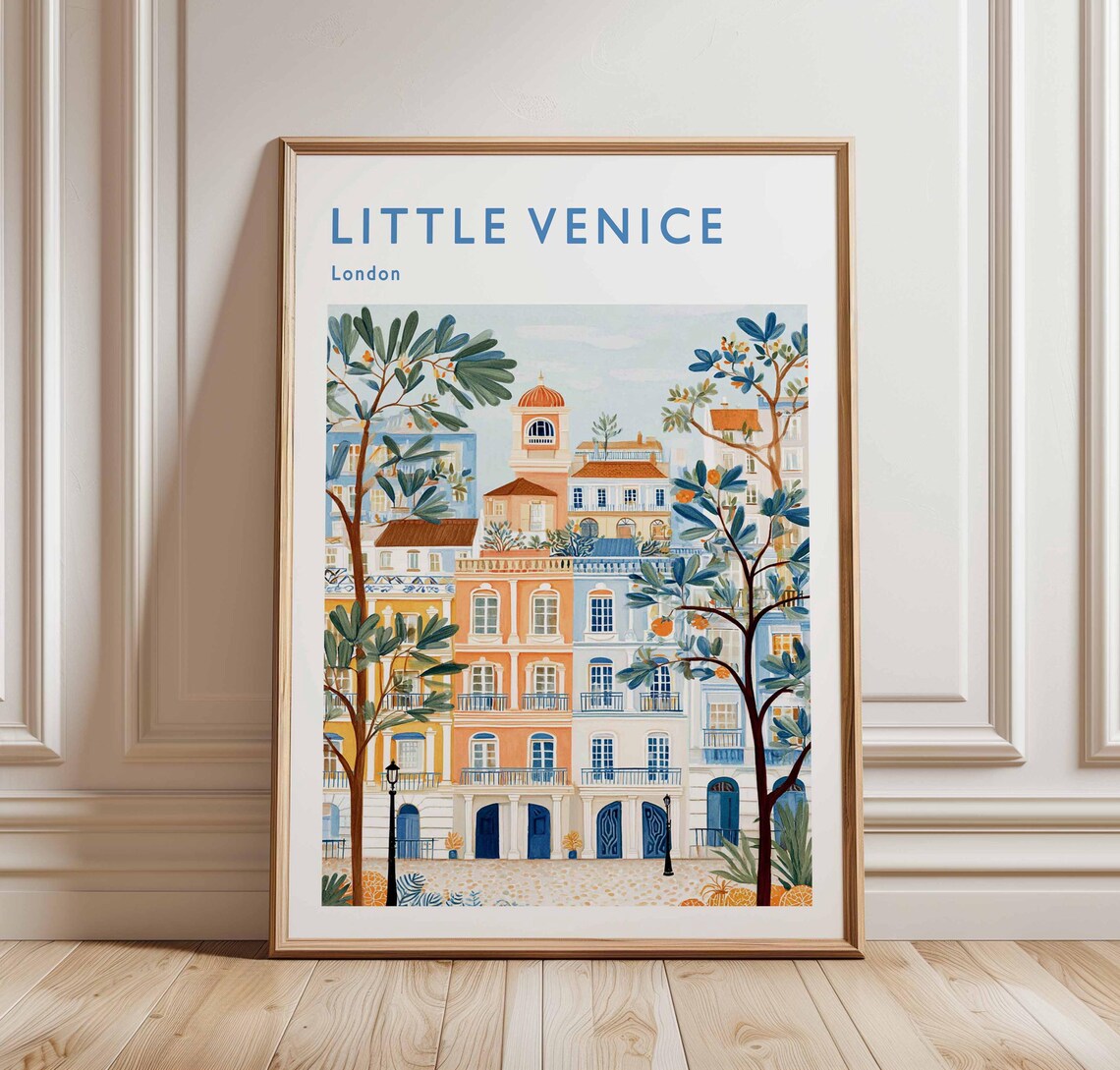 Little Venice London Townhouses Poster Colorful Urban Travel Art Decor