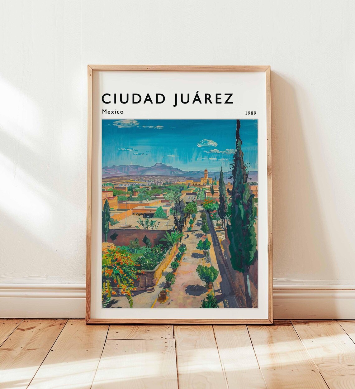 Ciudad Juarez Mexico 1989 Cypress Lane Mountain View Watercolor Poster