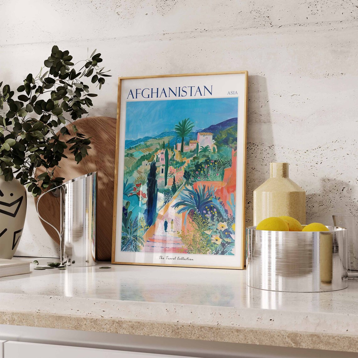 Afghanistan Asia Terraced Gardens Cypress Palms Travel Poster - Image 3