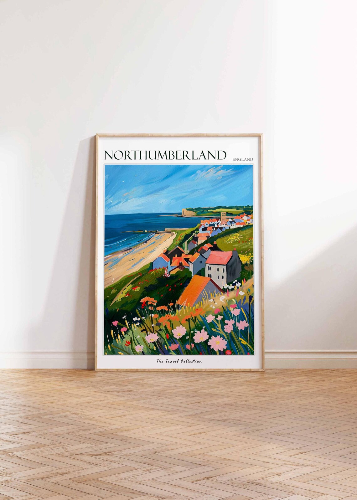 Northumberland England Beach Village Wildflower Hillside Poster - Image 2