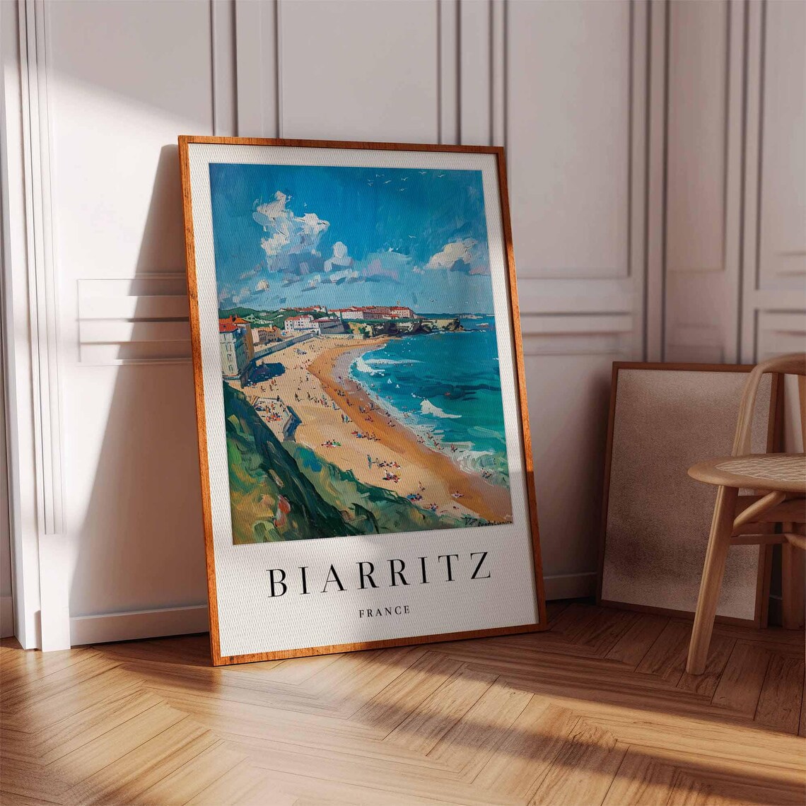 Biarritz France Sunny Beach Day Colorful Impressionist Art Poster - Image 3