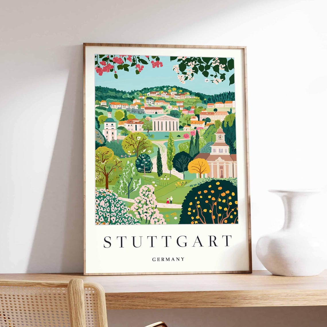 Stuttgart Germany Park Gardens Spring Blossom Landscape Poster