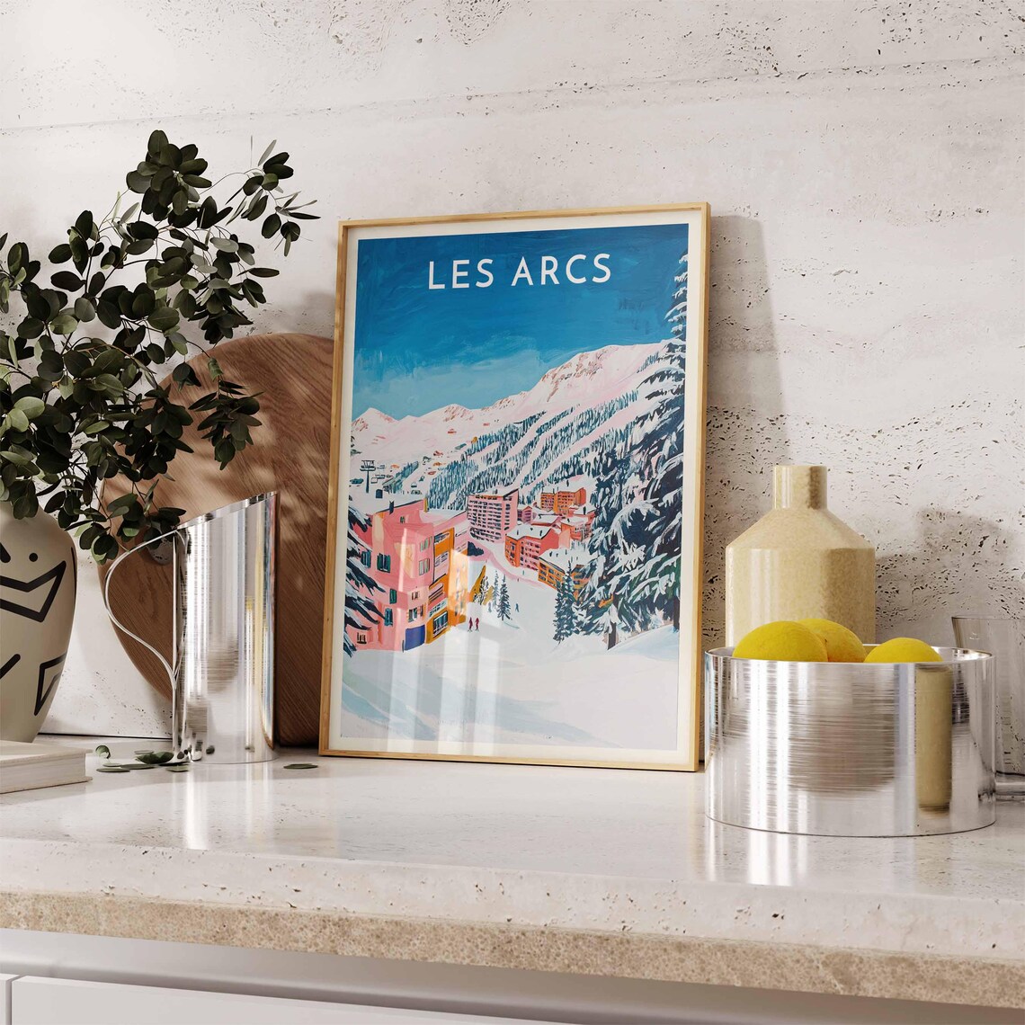 Skiing Travel Poster Les Arcs Ski Print France Travel Print Skiing Art Skiing Print Winter Sport Art Ski Gift - Image 2