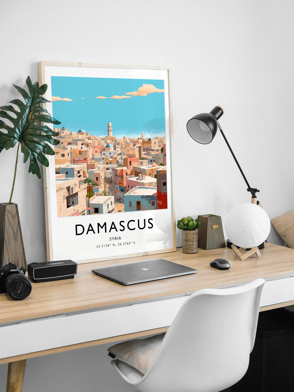 Damascus Syria Cityscape Minaret Domes Old Town Travel Poster - Image 2