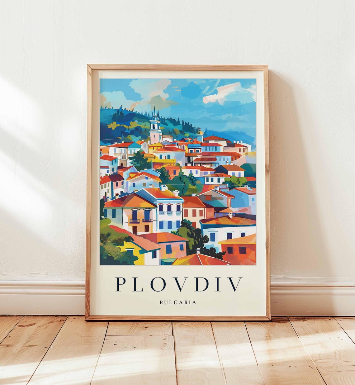 Plovdiv Bulgaria Colorful Old Town Rooftops Hillside View Poster