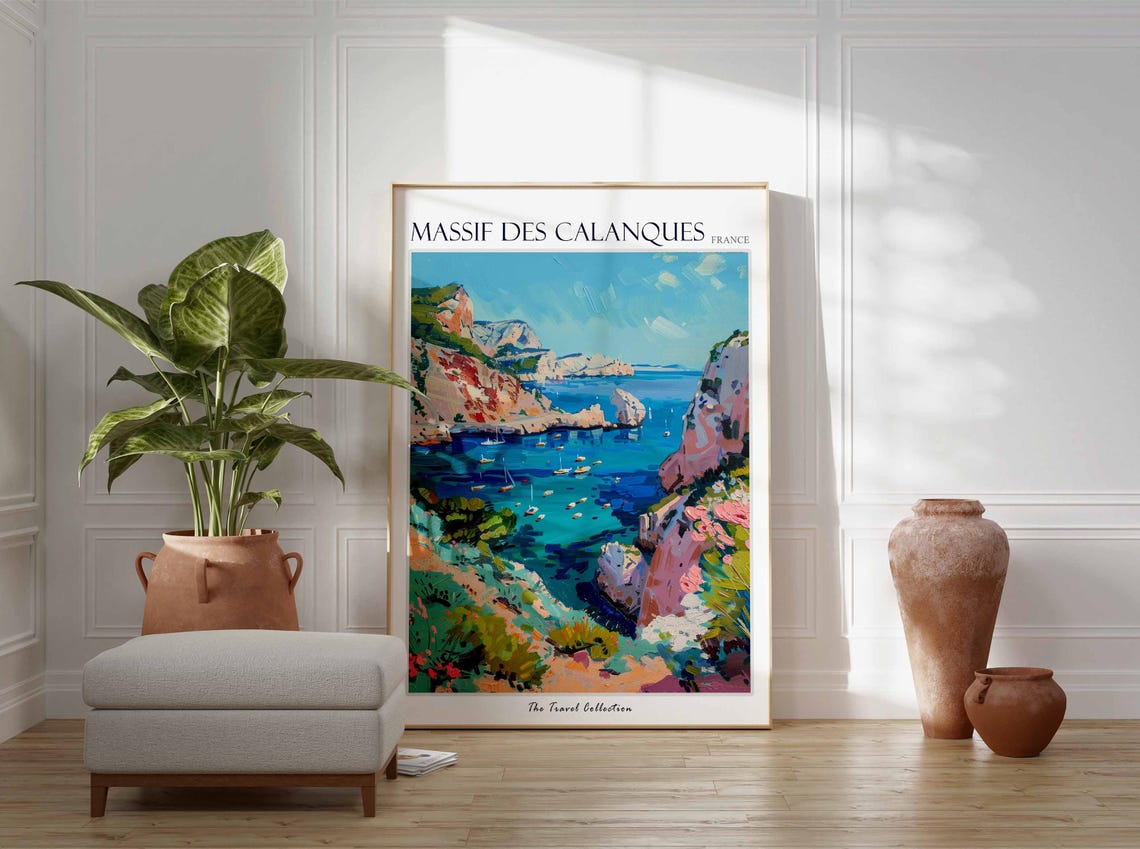 Massif Des Calanques Poster France Travel Print French Decor Europe Travel Poster European Wall Art Massif Des Calanques Travel Poster - Image 3