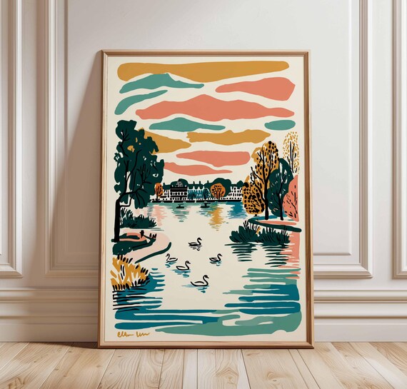 Regents Park London Travel Poster British Nature Art Print