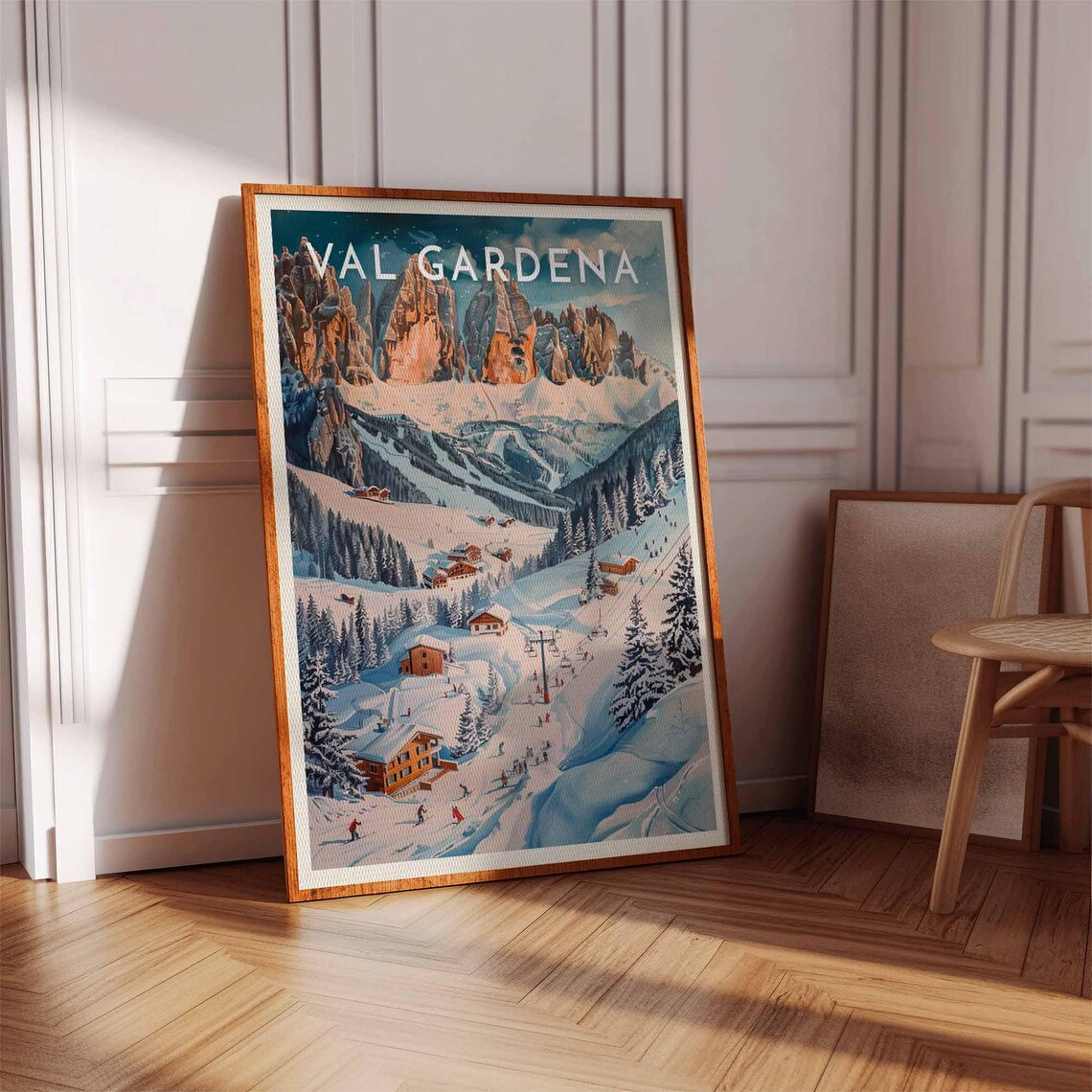 Val Gardena Italy Panoramic Dolomites Ski Slopes Chairlift Poster - Image 3