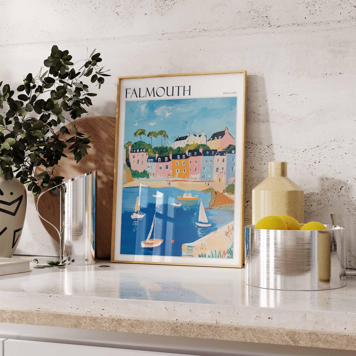 Falmouth Poster Cornwall Poster England Travel Poster Coastal Wall Art Uk Home Decor Falmouth Wall Decor Falmouth Wall Print Uk Art - Image 2