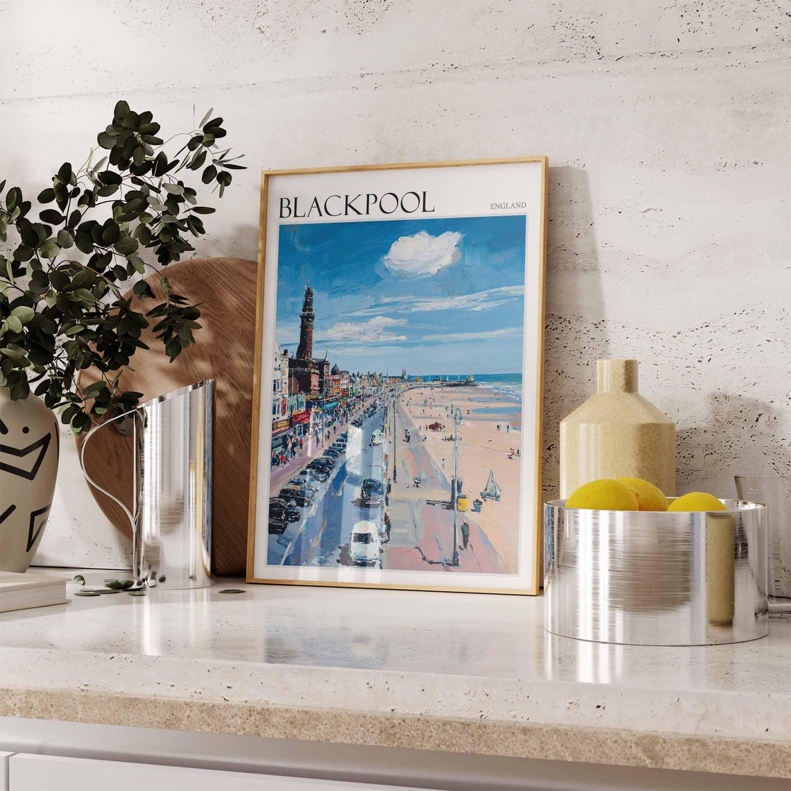 Blackpool Tower Pier Beach Classic Seafront Vivid England Poster - Image 2