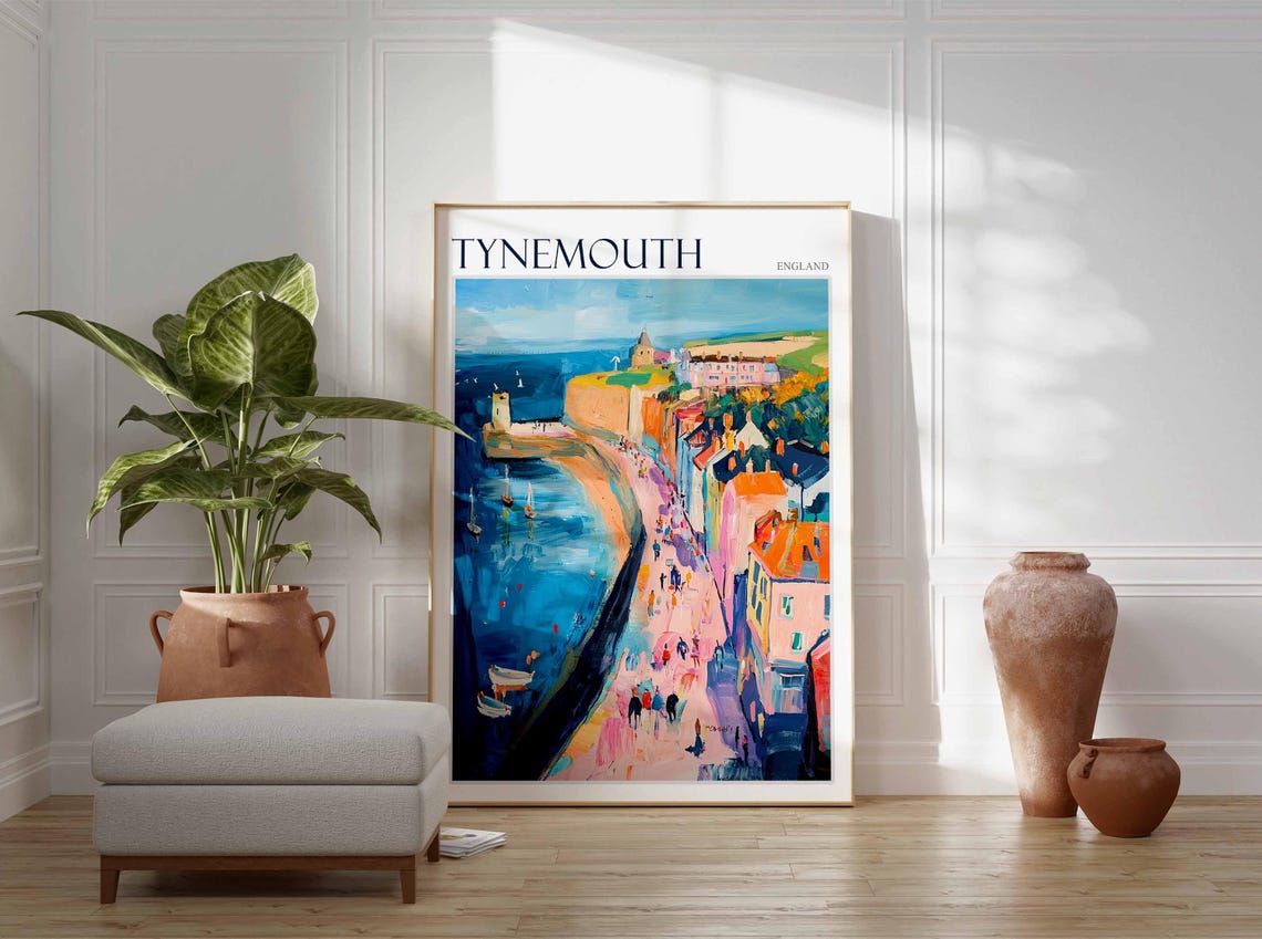 Tynemouth Colorful Quay Harbor Boats Vibrant Painterly Coast Poster - Image 2