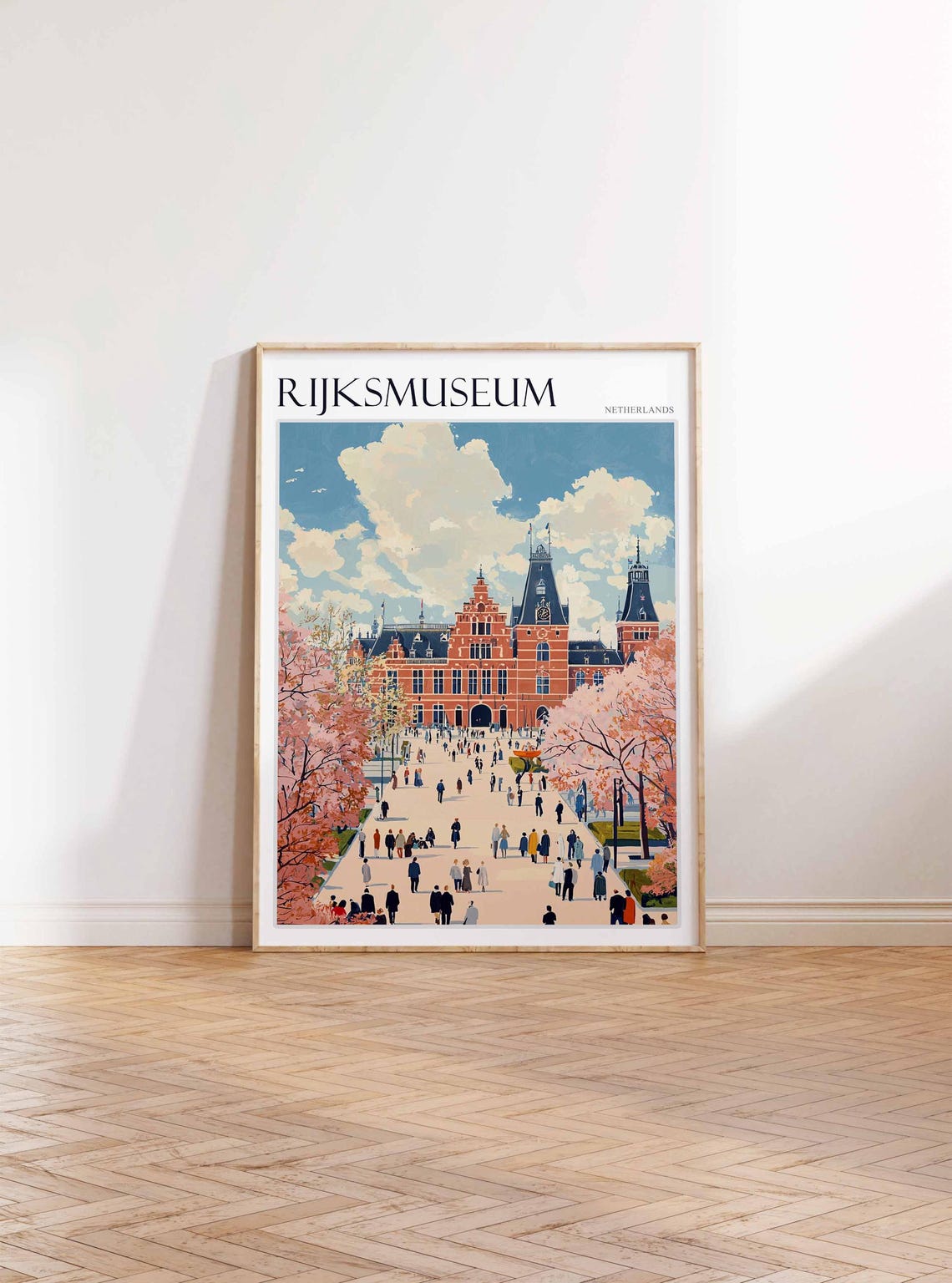 Rijksmuseum Amsterdam Spring Blossom Crowded Museum Square Poster - Image 2