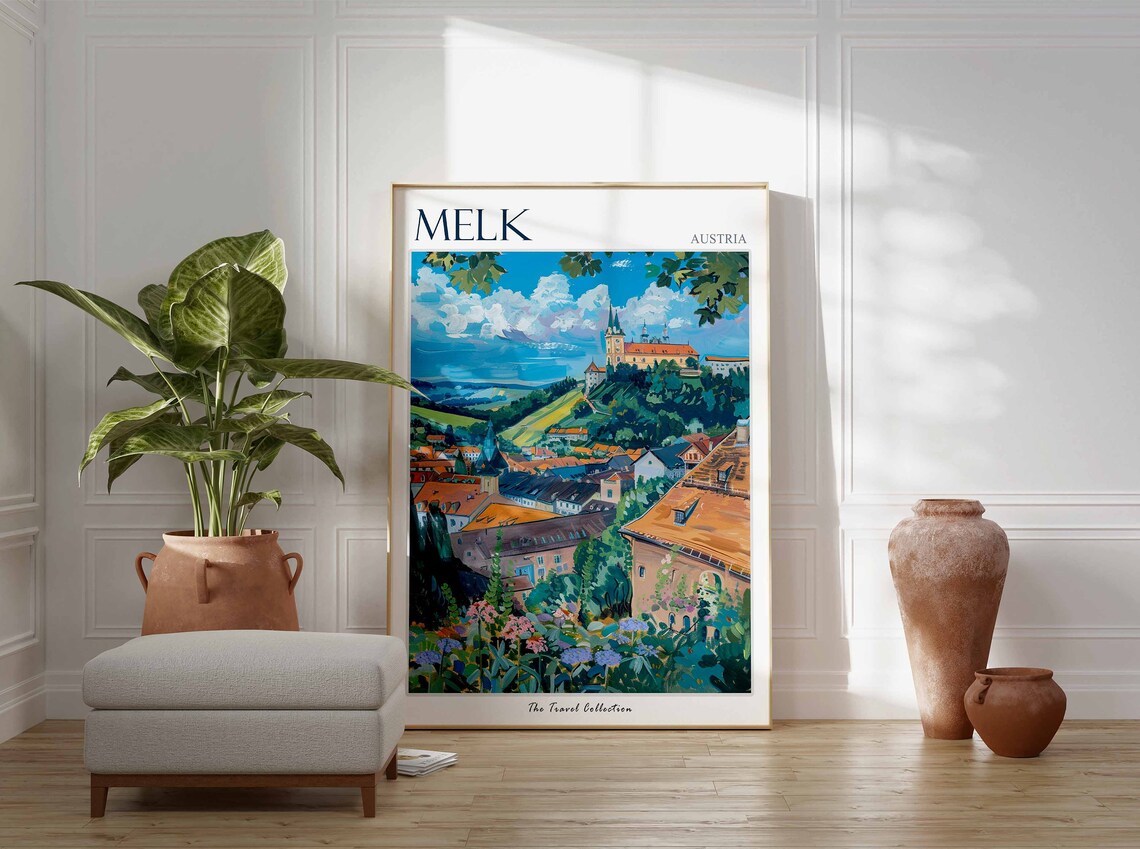 Melk Austria Abbey Hilltop Town Baroque Travel Art Landscape Poster - Image 3