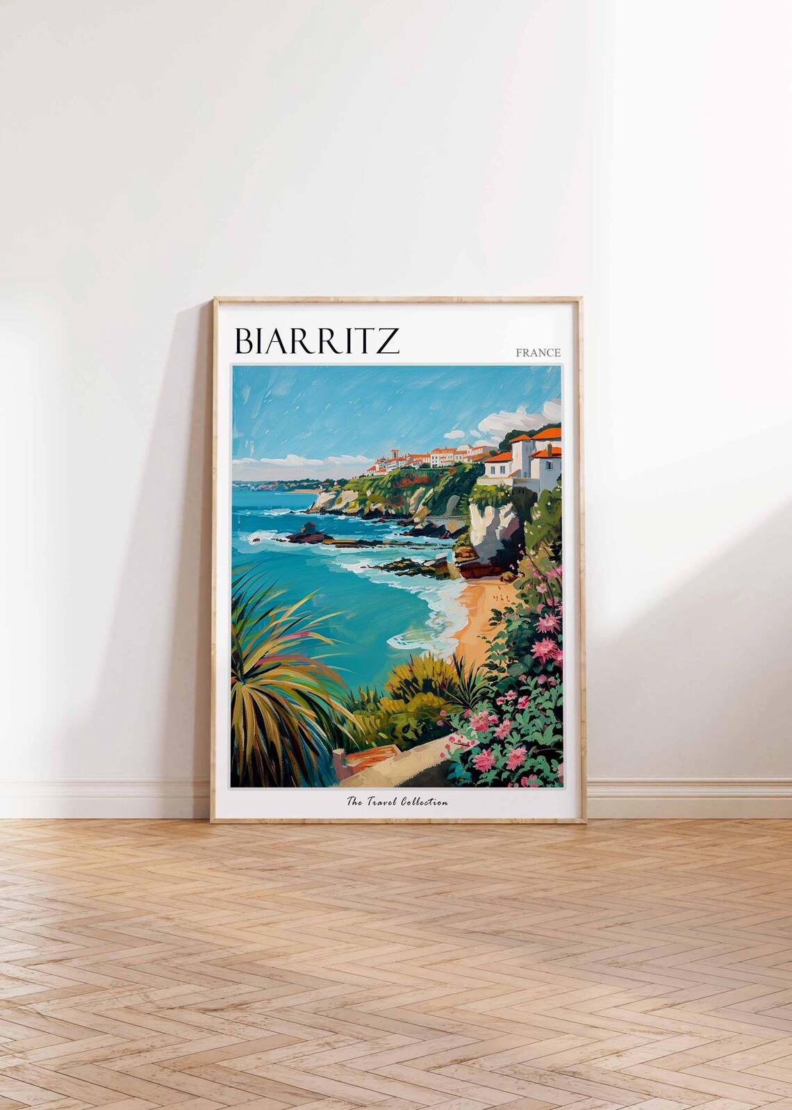 Biarritz France Coastal Cliffs Beach Vintage Style Travel Poster - Image 2