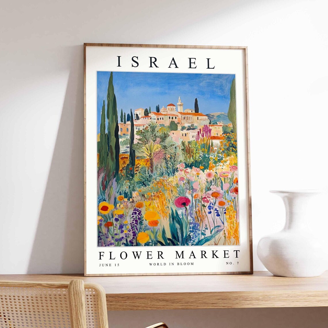Israel Flower Market Village Cypress Wildflower Meadow Art Poster