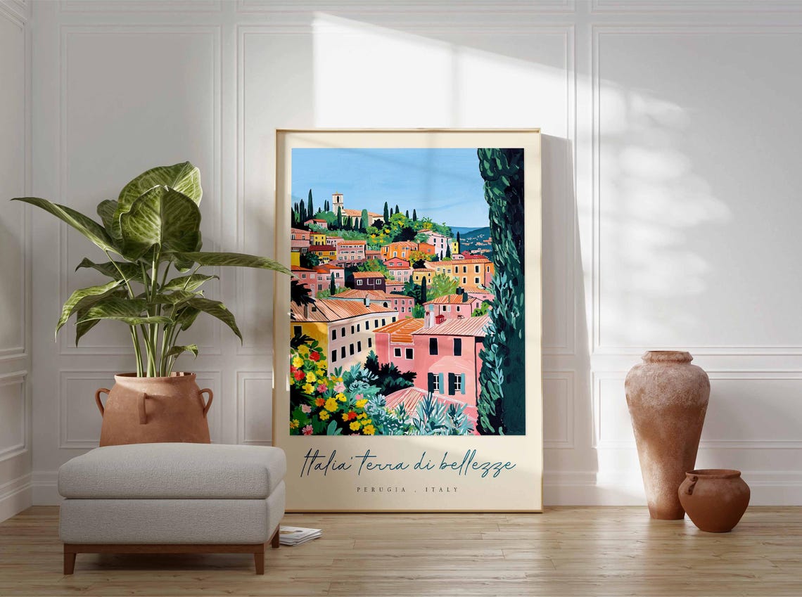 Perugia Poster Italian Travel Print Perugia Travel Art Perugia Wall Art Italy Art Italy Travel Decor Italian Travel Gift - Image 3